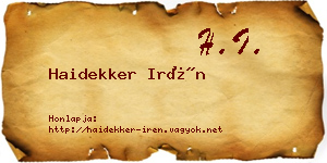 Haidekker Irén névjegykártya